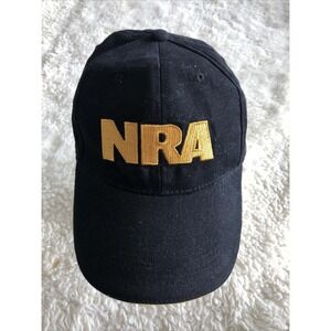 NRA National Rifle Association Adjustable Hat Cap Gold Black Embroidered Read
